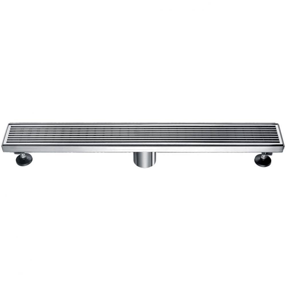 24'' Modern Stainless Steel Linear Shower Drain with Groove Lines