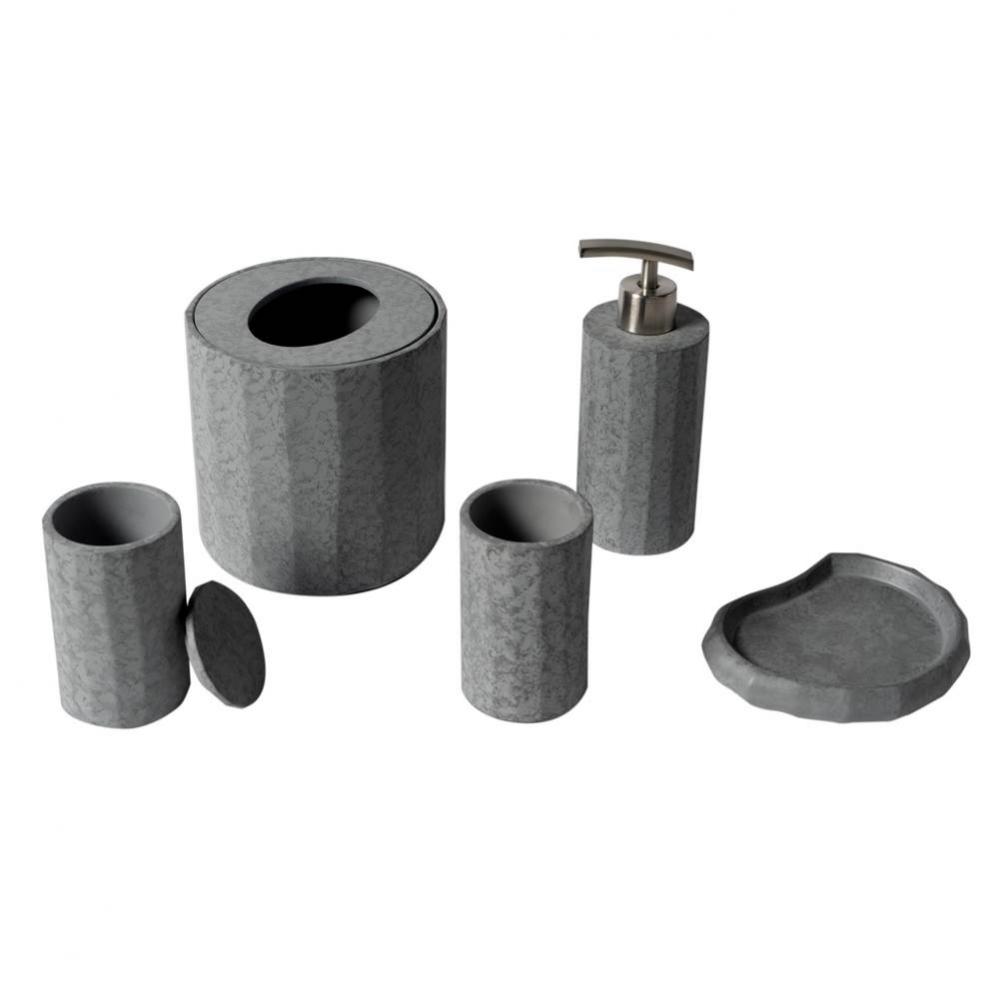 5 Piece Solid Concrete Gray Matte Bathroom Accessory Set