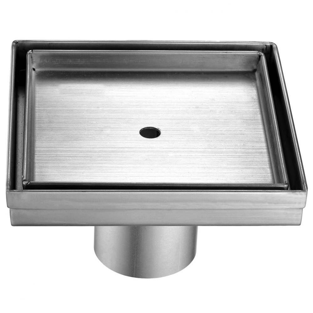 5'' x 5'' Modern Square Stainless Steel Shower Drain w/o Cover
