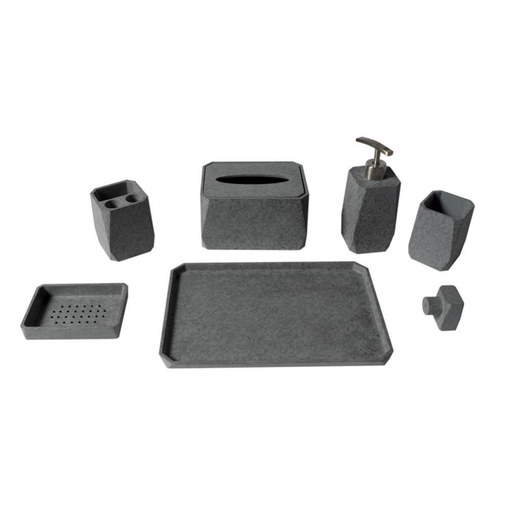 7 Piece Solid Concrete Gray Matte Bathroom Accessory Set