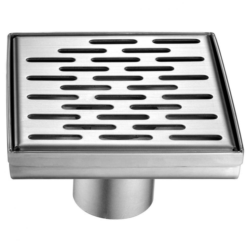 5' x 5' Modern Square Stainless Steel Shower Drain with Groove Holes