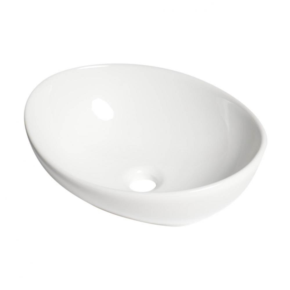 White 16'' Egg Shape Above Mount Ceramic Sink