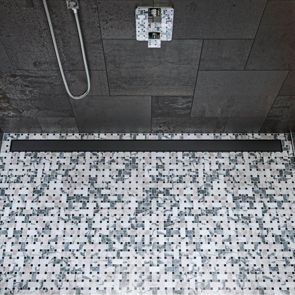 ALFI brand 59'' Black Matte Stainless Steel Linear Shower Drain with Solid Cover