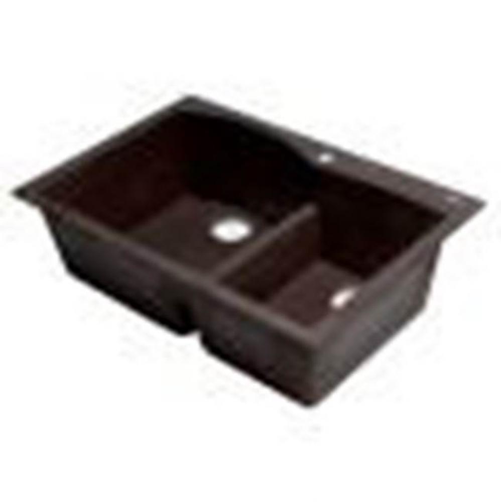 Chocolate 33'' Double Bowl Drop In Granite Composite Kitchen Sink