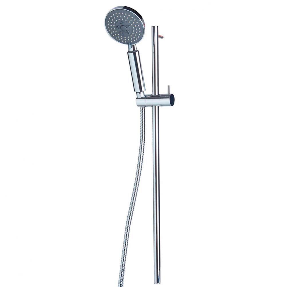 Polished Chrome Sliding Rail Hand Held Shower Head Set with Hose