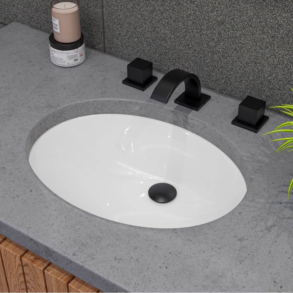White 23'' Oval Undermount Ceramic Sink