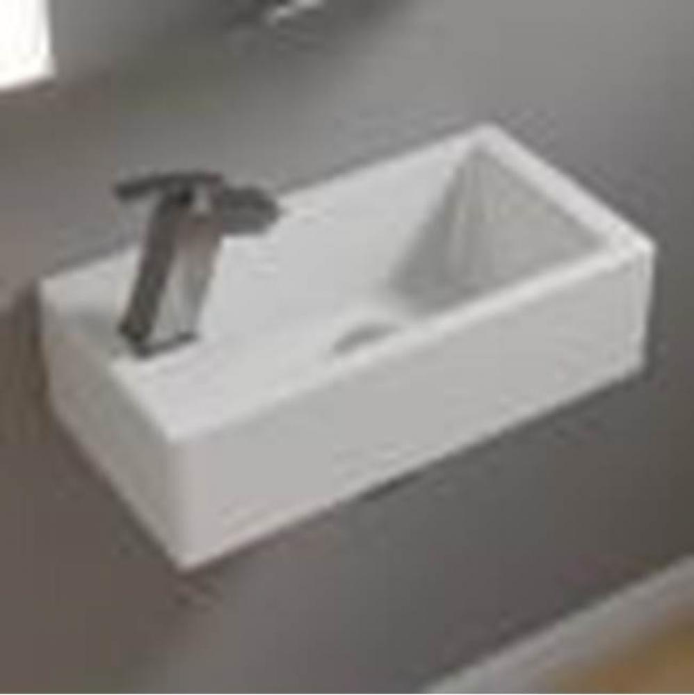 ALFI brand ABC116 White 20'' Small Rectangular Wall Mounted Ceramic Sink with Faucet Hol