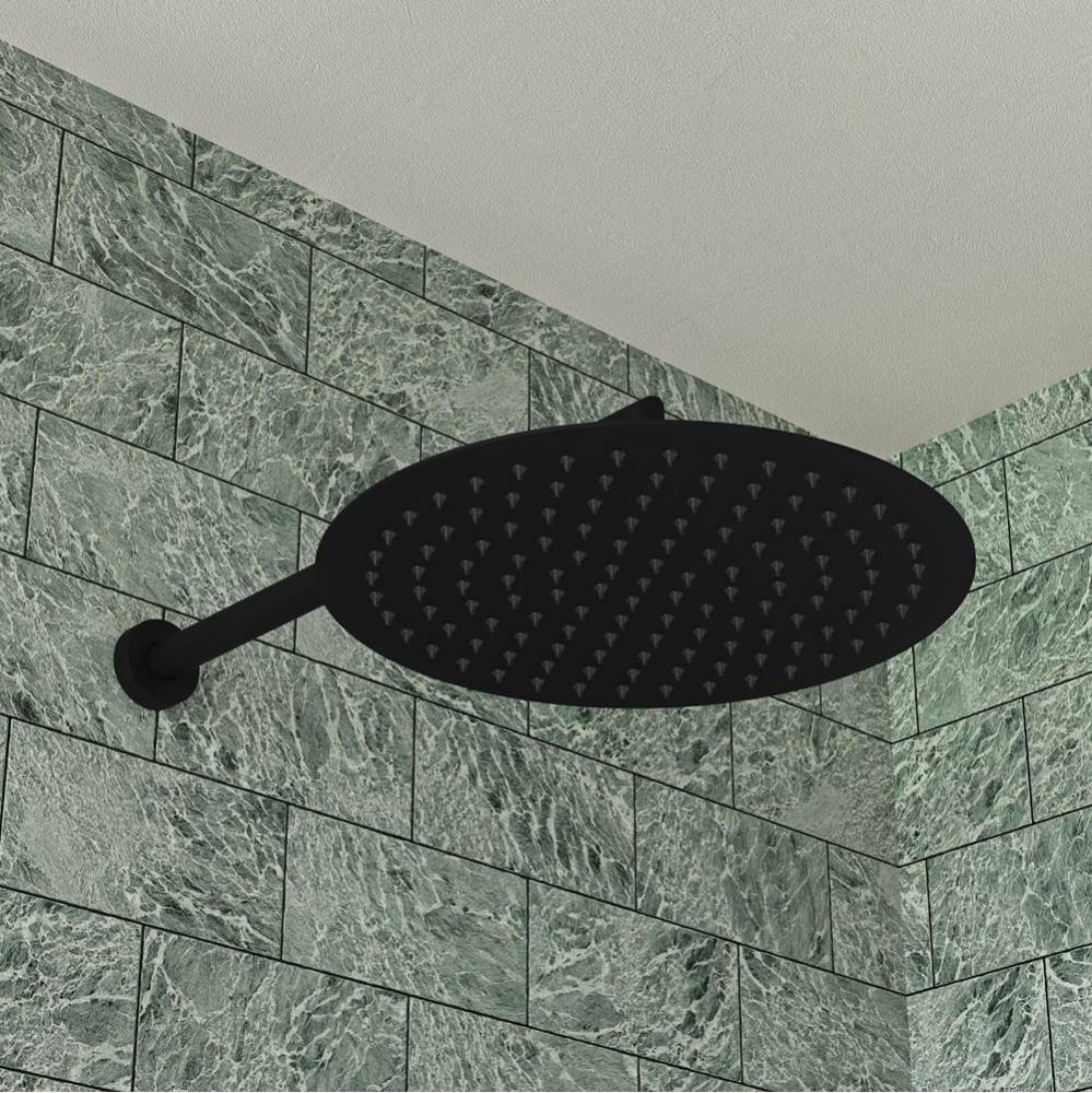 Matte Black Stainless Steel 12'' Round Ultra-Thin Rain Shower Head