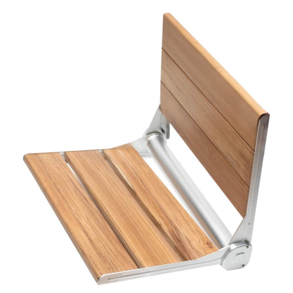 17'' Folding Teak Wood Shower Seat Bench with Backrest