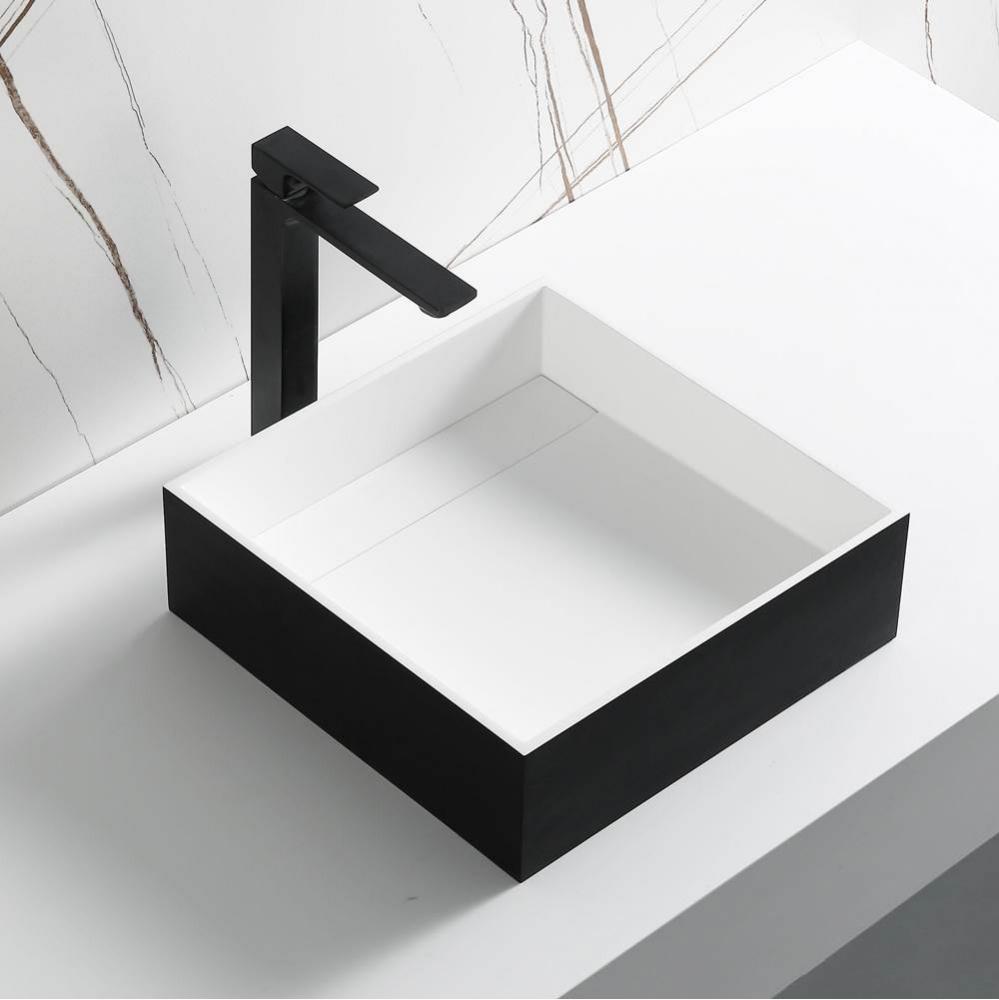 Black Matte 14'' Square Solid Surface Resin Sink