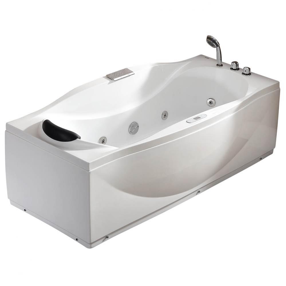 EAGO 1 6 ft Left Drain Acrylic White Whirlpool Bathtub w Fixtures