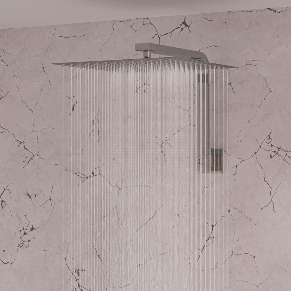 Solid Brushed Stainless Steel 12'' Square Ultra Thin Rain Shower Head