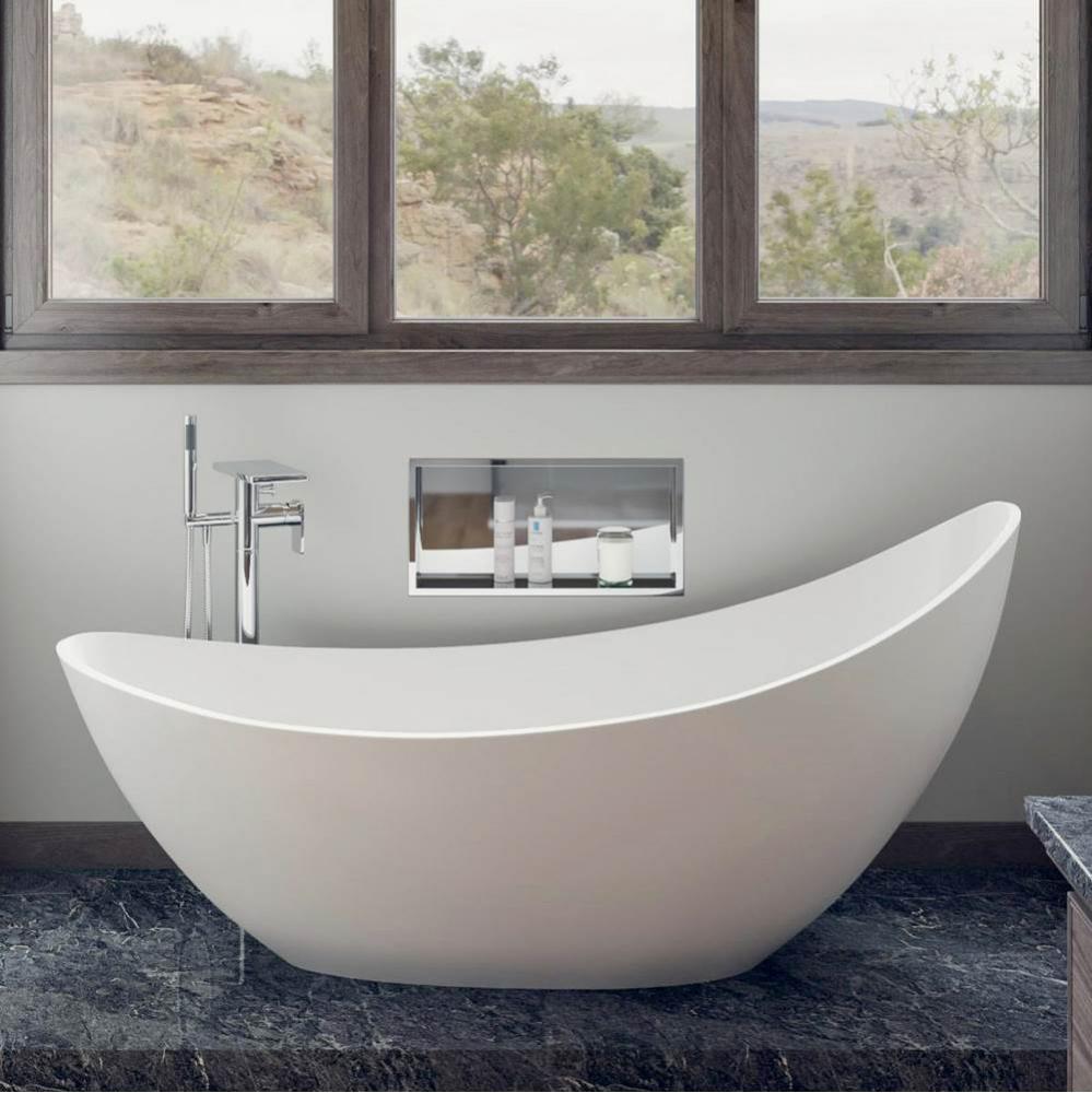73'' White Solid Surface Smooth Resin Soaking Slipper Bathtub