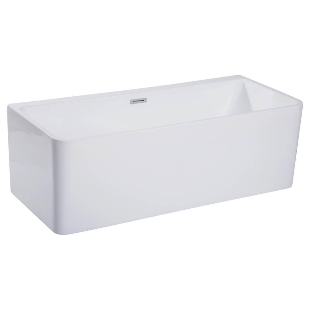 67 inch White Rectangular Acrylic Free Standing Soaking Bathtub