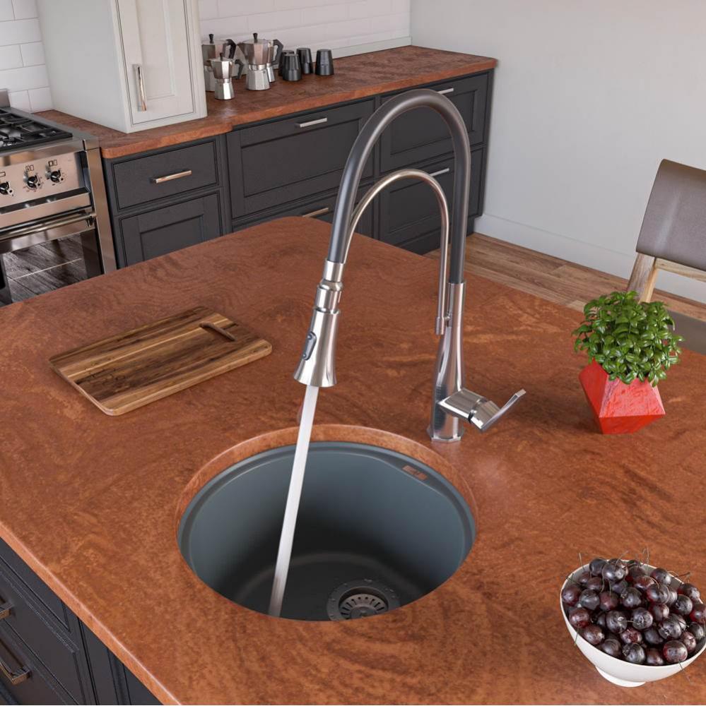 Titanium 17'' Undermount Round Granite Composite Kitchen Prep Sink