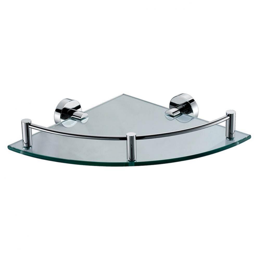 Polished Chrome Corner Mounted Glass Shower Shelf Bathroom Accessory