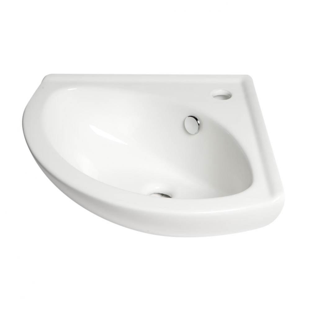 White 22'' Corner Wall Mounted Ceramic Sink with Faucet Hole