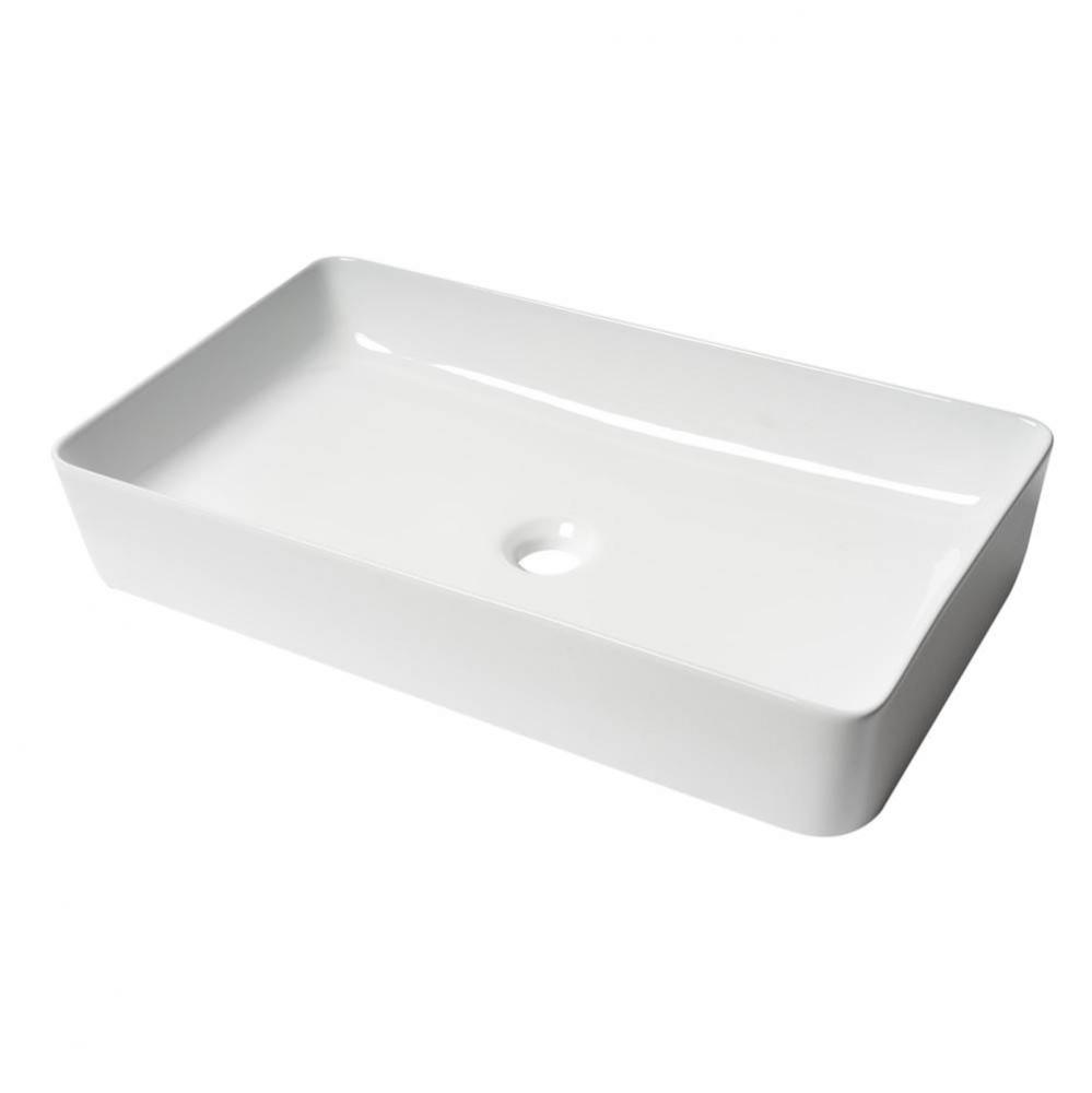 ALFI brand ABC902-W White 24'' Modern Rectangular Above Mount Ceramic Sink