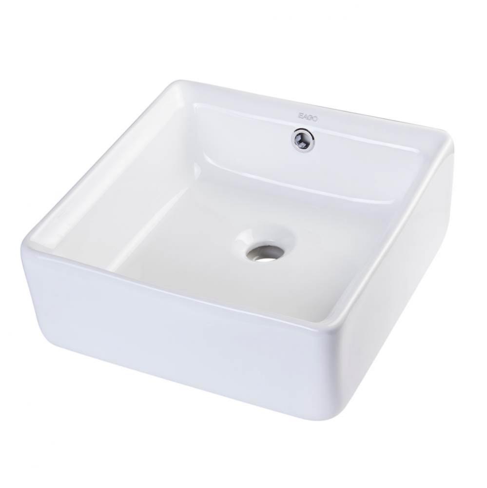 EAGO BA130  15'' SQUARE CERAMIC ABOVE MOUNT BATHROOM BASIN VESSEL SINK