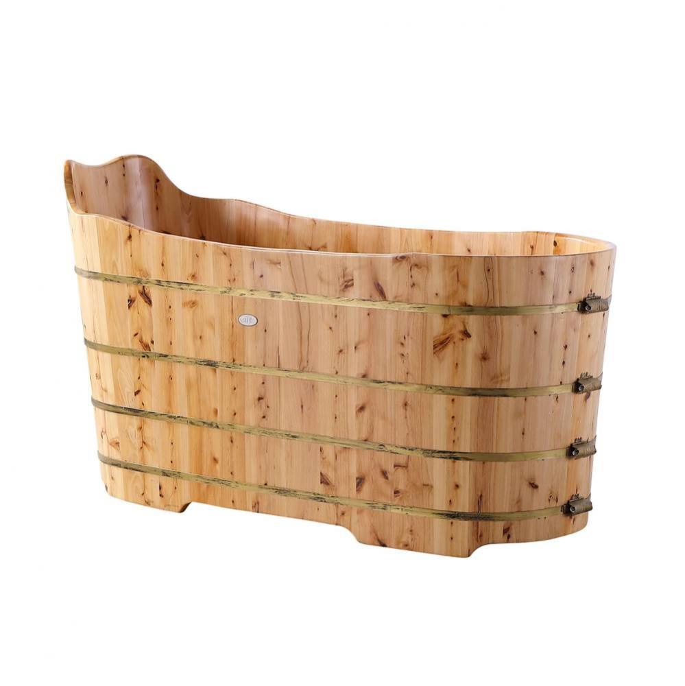 59'' Free Standing Cedar Wood Bathtub with Bench