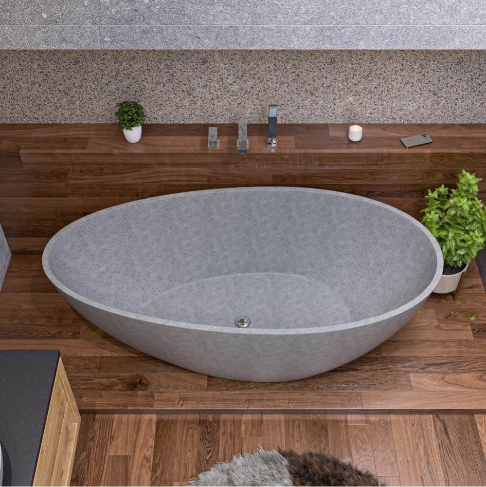 72'' Solid Concrete Tear Drop Freestanding Bathtub
