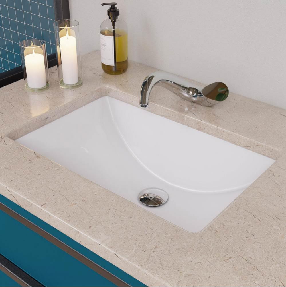 EAGO BC227 White Ceramic 22''x15'' Undermount Rectangular Bathroom Sink