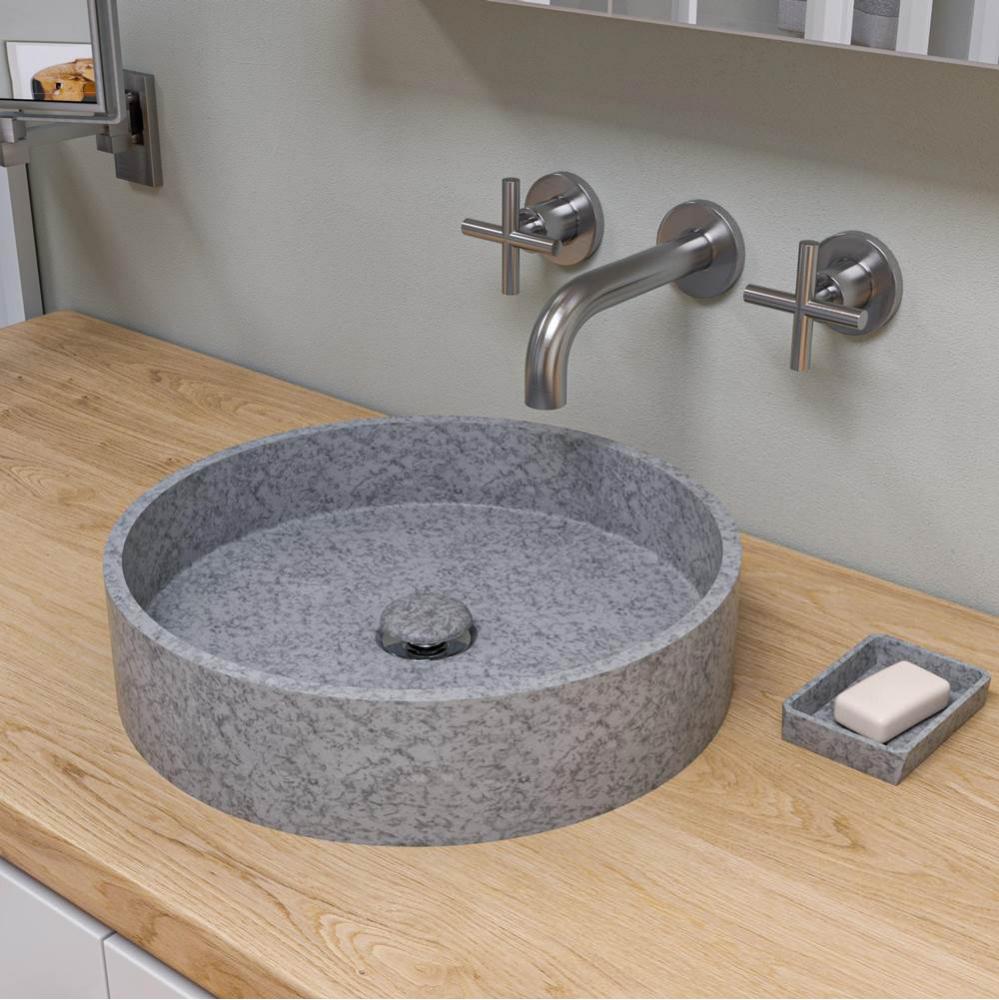 17'' Round Solid Concrete Gray Matte Above Mount Bathroom Sink