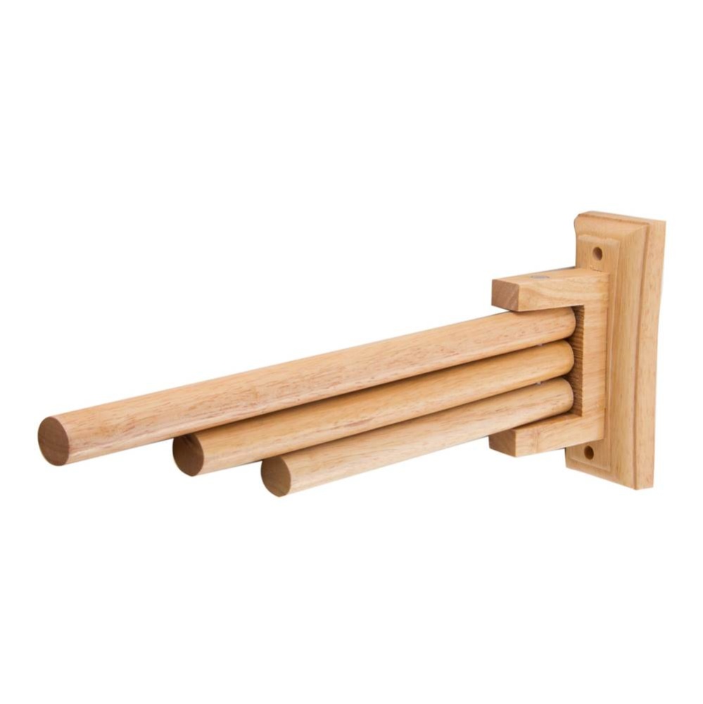 16'' Triple Rack Wooden Towel Bar Bathroom Accessory