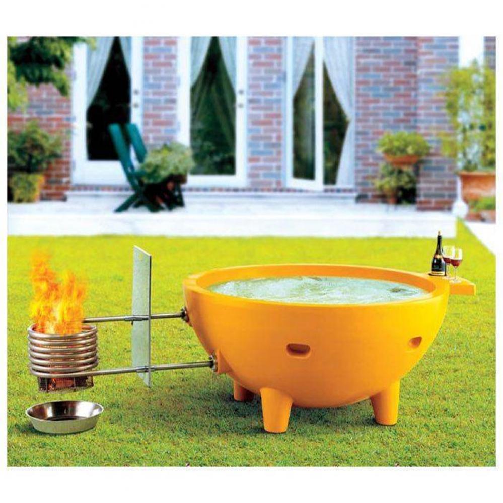 Dark Blue FireHotTub The Round Fire Burning Portable Outdoor Hot Bath Tub