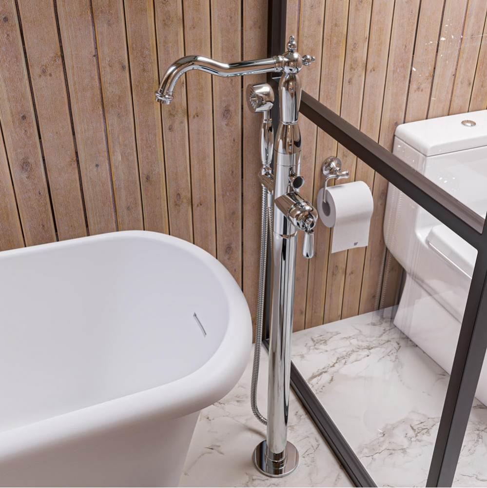 Polished Chrome Free Standing Floor Mounted Bath Tub Filler