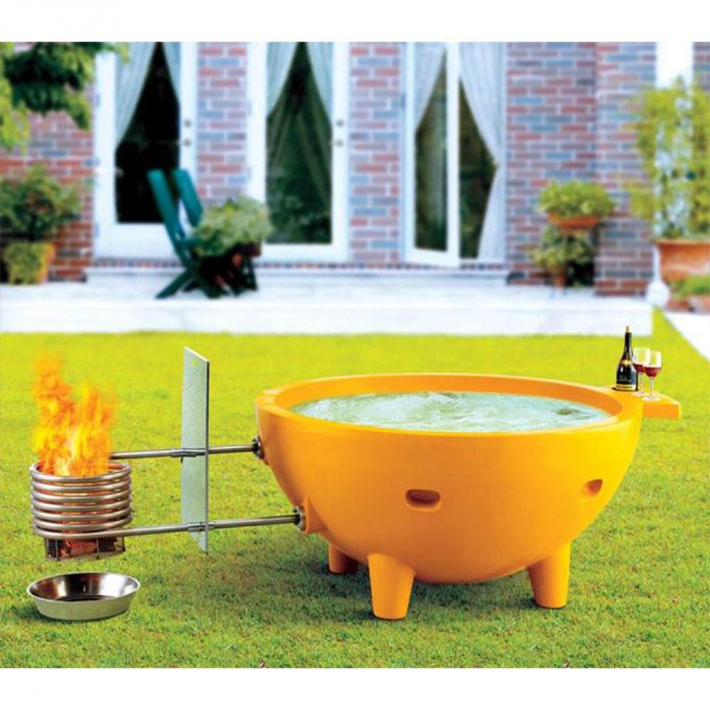 Yellow FireHotTub The Round Fire Burning Portable Outdoor Hot Bath Tub