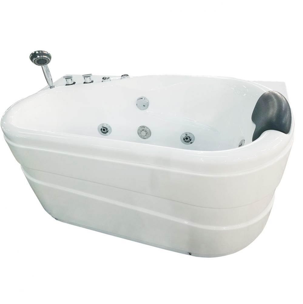 EAGO AM175-L  5'' White Acrylic Corner Whirpool Bathtub - Drain on Left