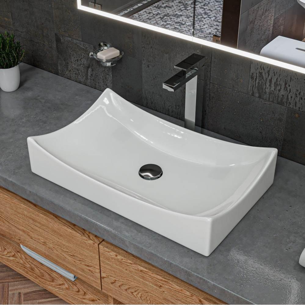 ALFI brand ABC904 White 26'' Fancy Rectangular Above Mount Ceramic Sink