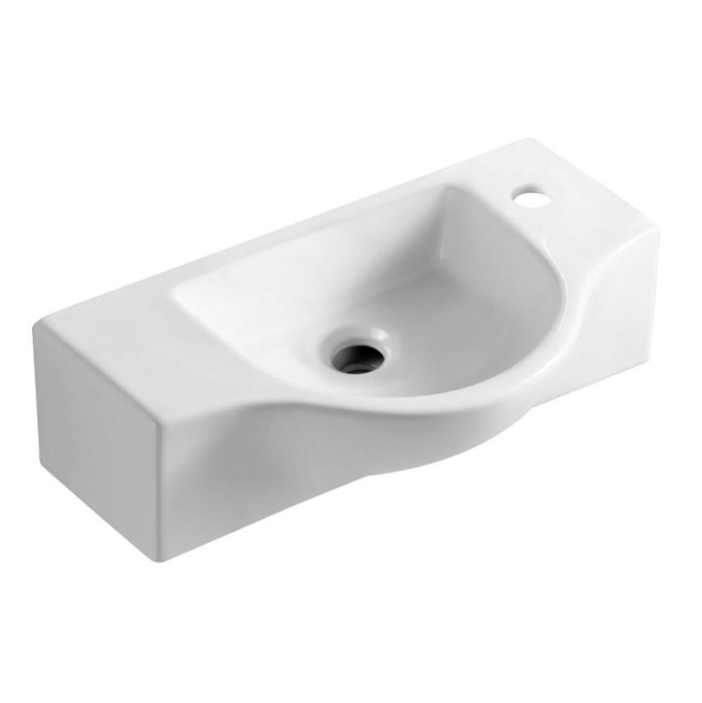 White 18'' Small Wall Mounted Ceramic Sink with Faucet Hole