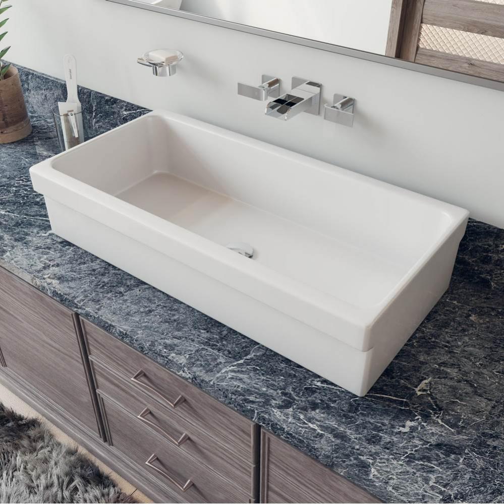 36'' White Above Mount Fireclay Bath Trough Sink