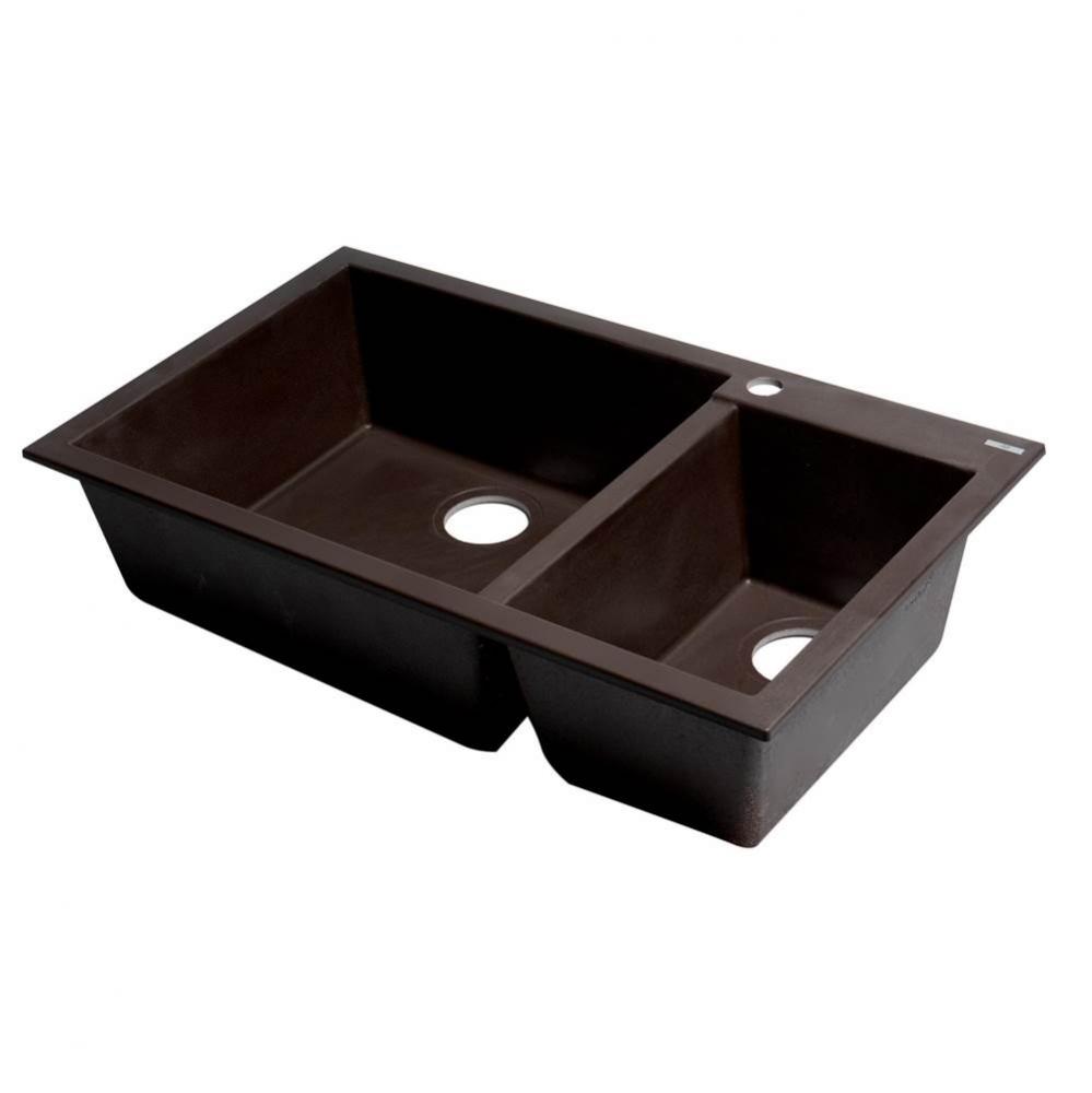 Chocolate 34'' Double Bowl Drop In Granite Composite Kitchen Sink