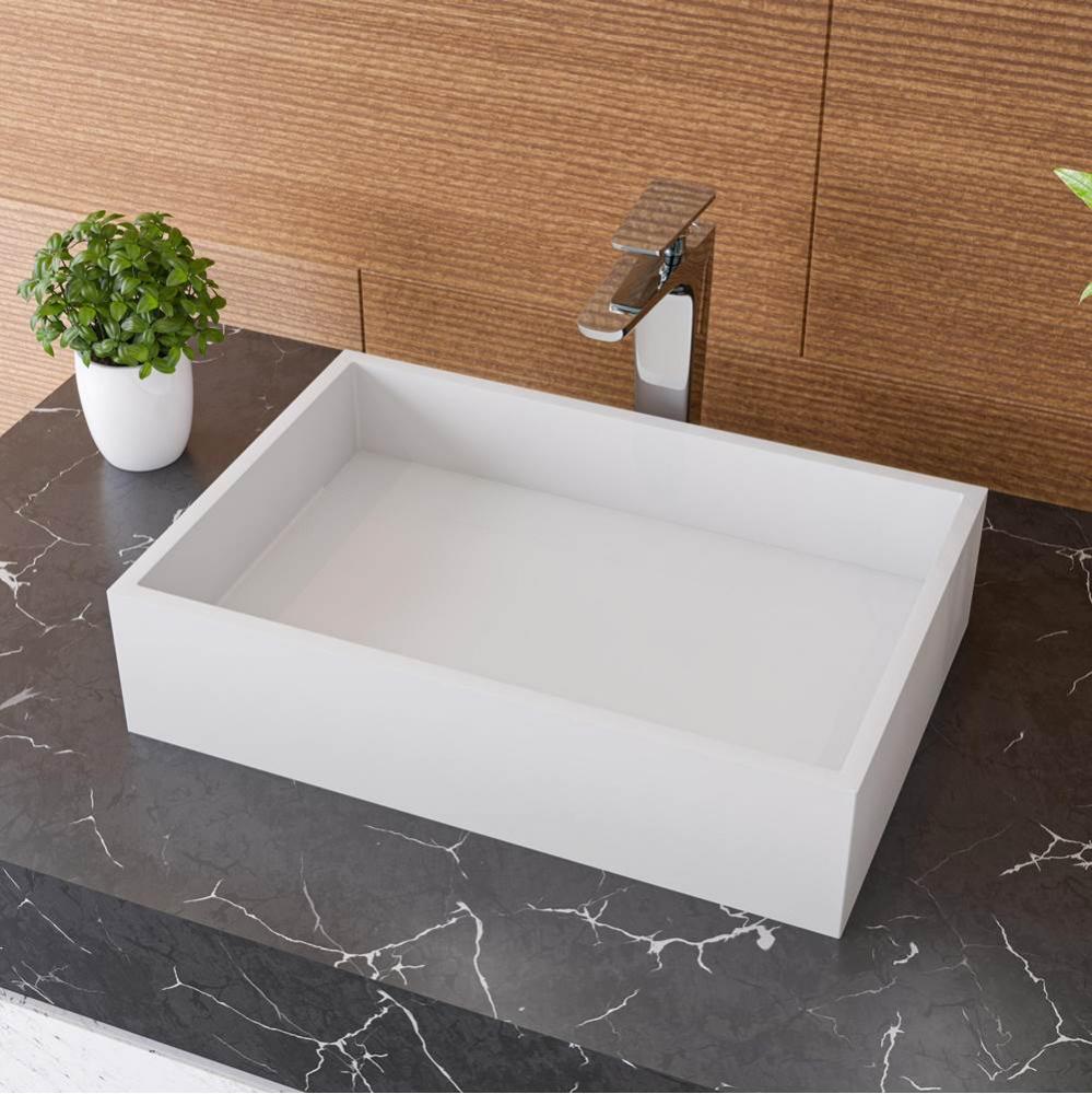20'' x 14'' White Matte Solid Surface Resin Sink