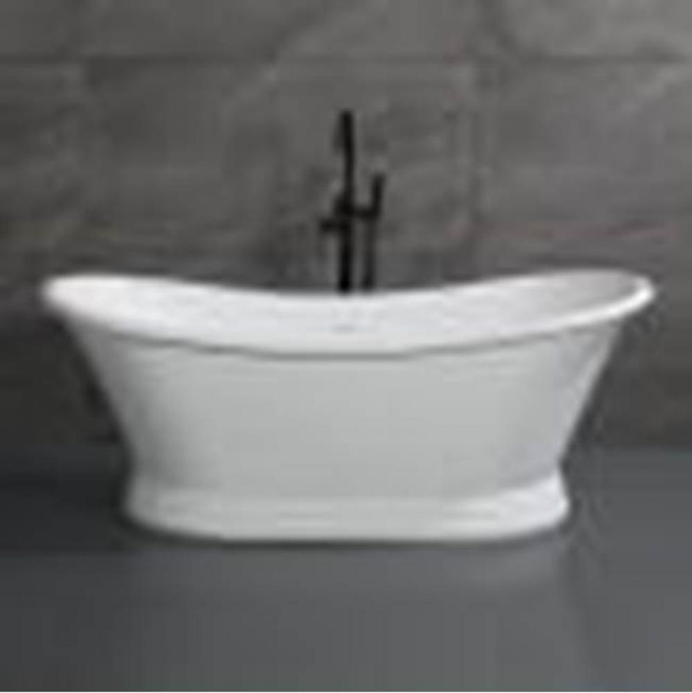 67'' White Matte Pedestal Solid Surface Resin Bathtub