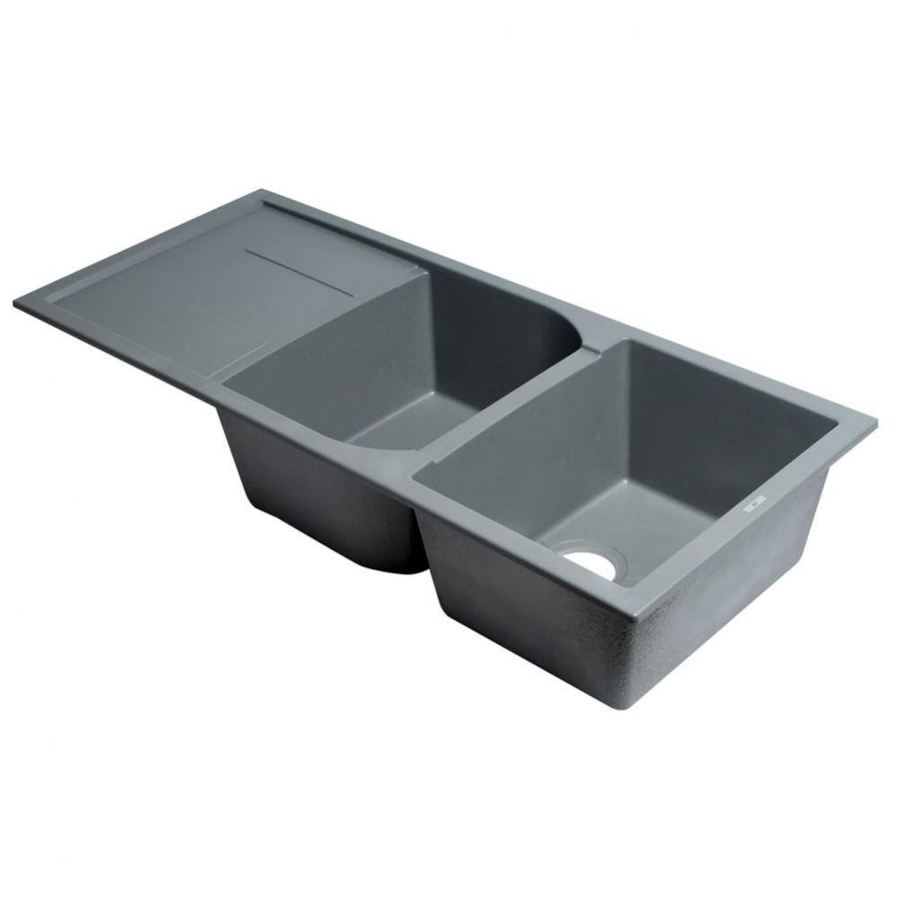 Titanium 46'' Double Bowl Granite Composite Kitchen Sink with Drainboard