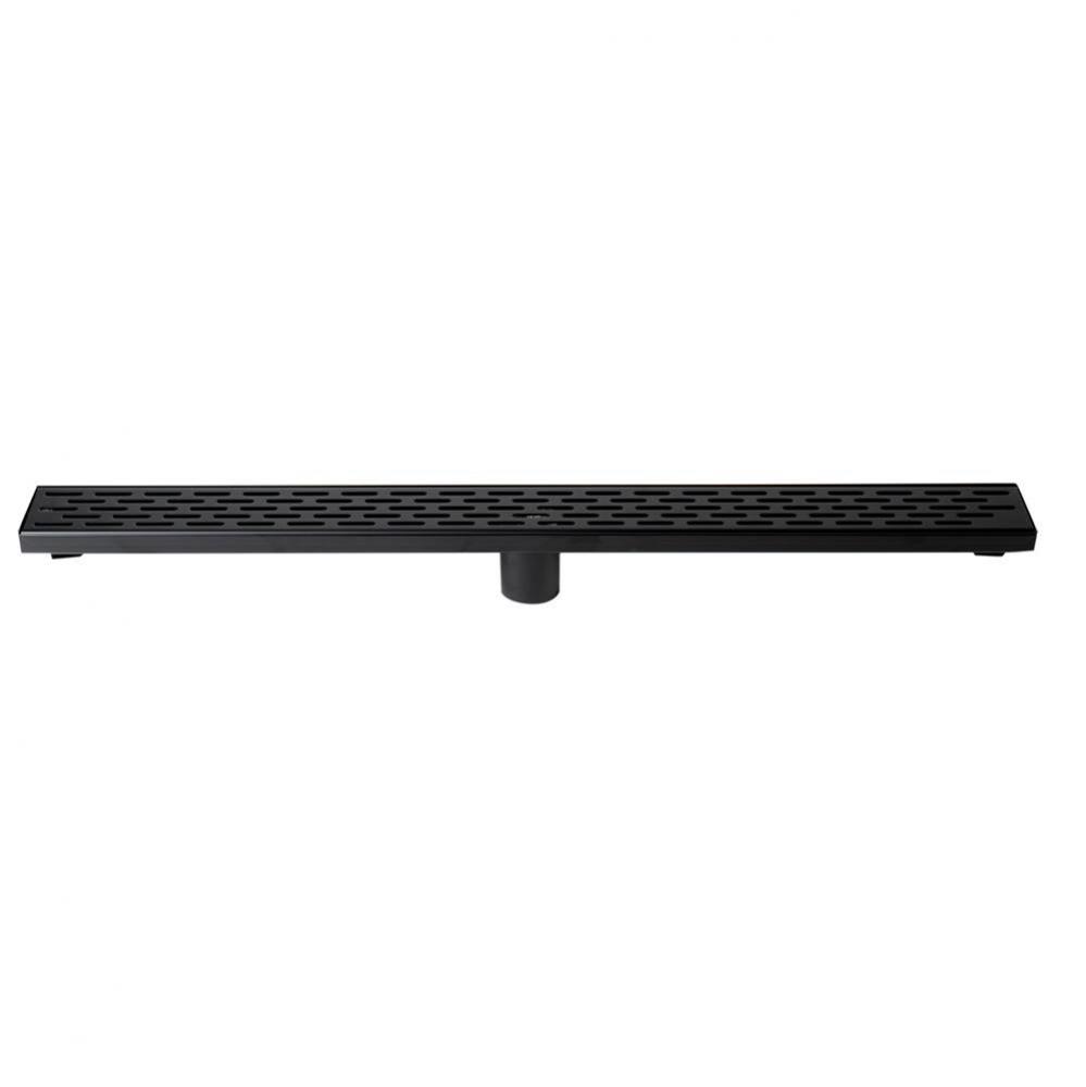 32'' Black Matte Stainless Steel Linear Shower Drain with Groove Holes