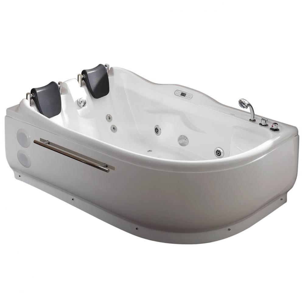 EAGO 1 6 ft Left Drain Corner Acrylic White Whirlpool Bathtub for Two