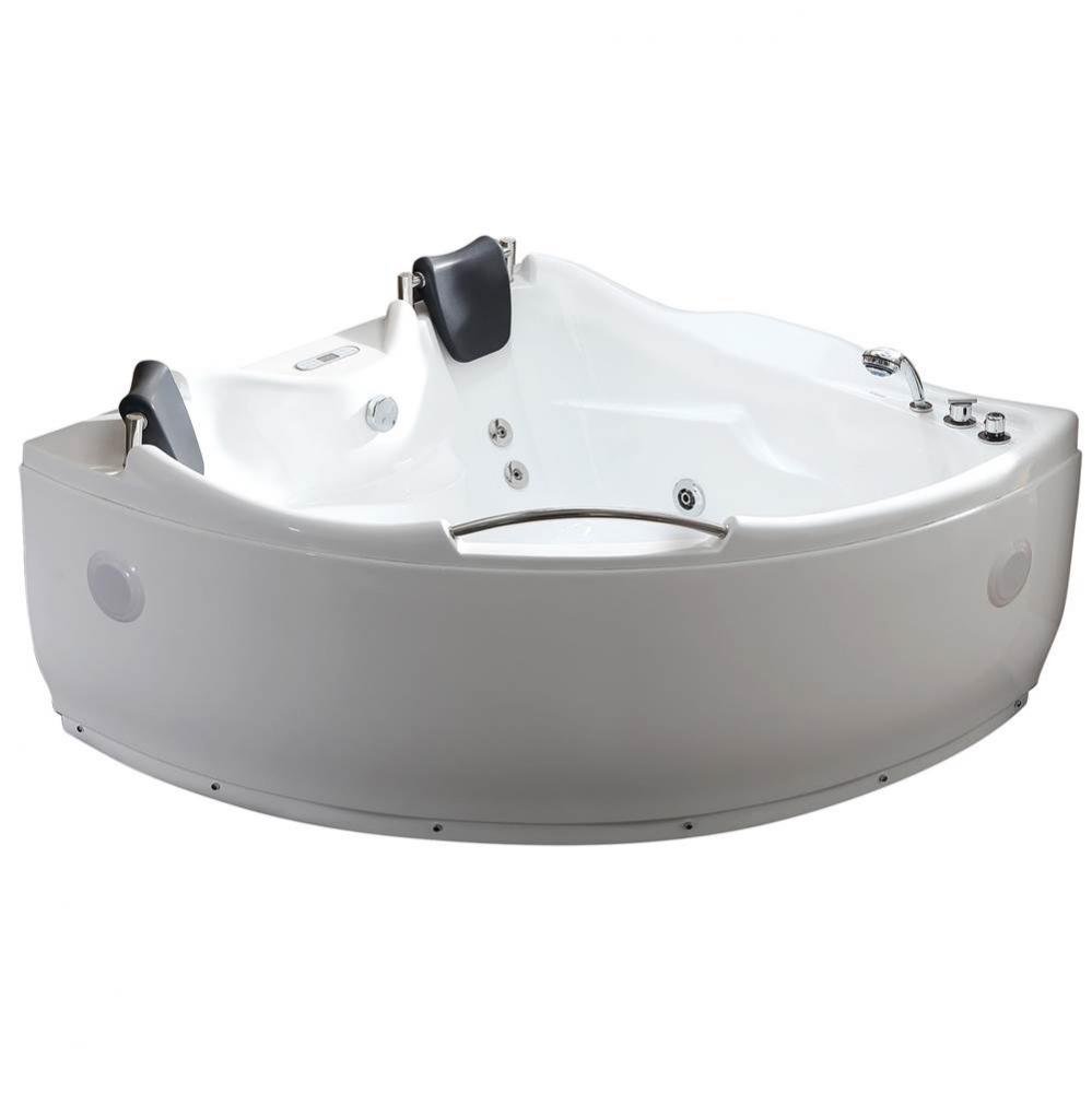 EAGO 1 5 ft Corner Acrylic White Whirlpool Bathtub for Two w Fixtures