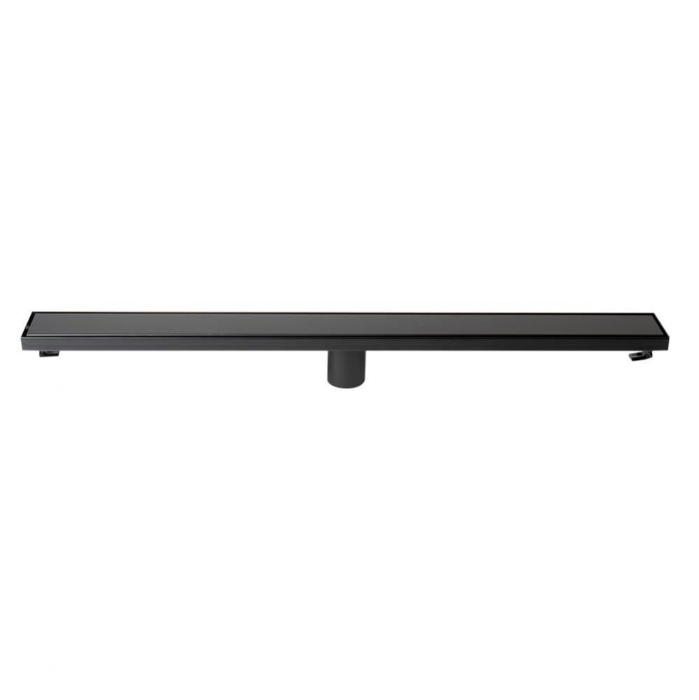 32'' Black Matte Stainless Steel Linear Shower Drain with Solid Cover