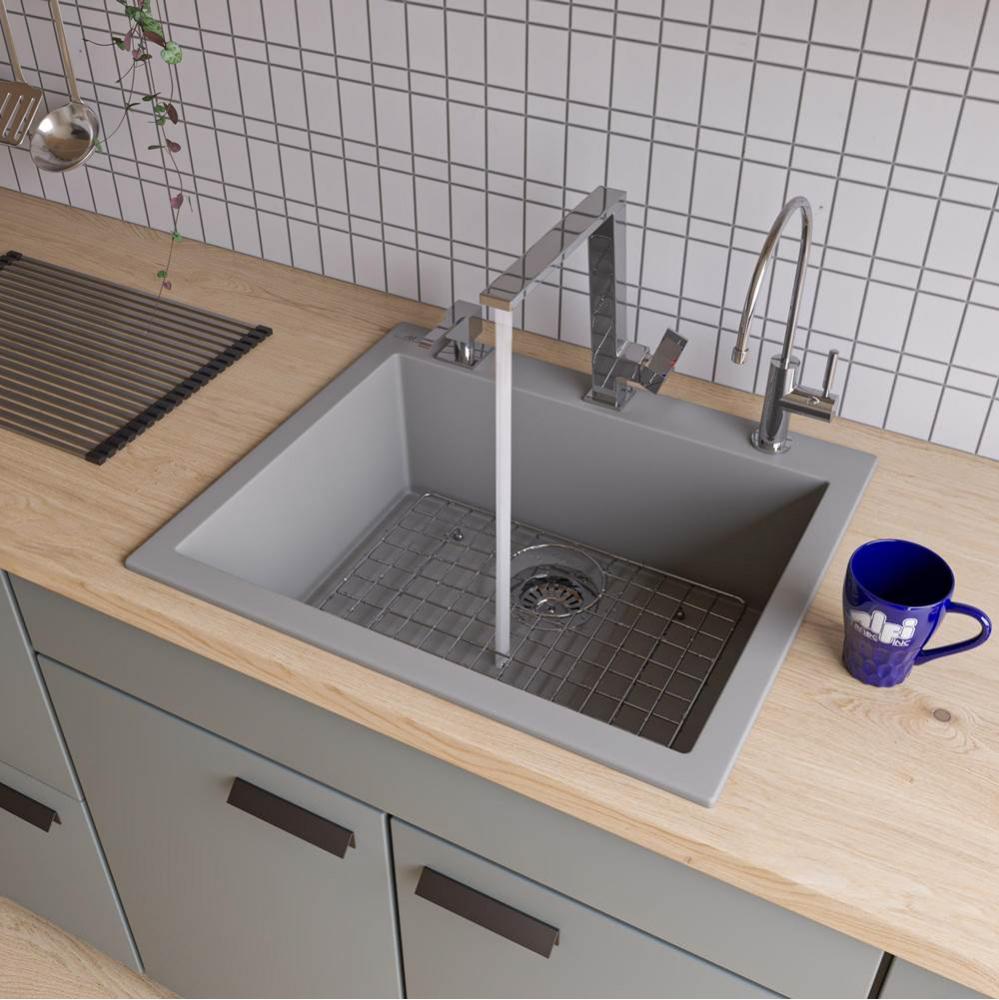 Titanium 24'' Drop-In Single Bowl Granite Composite Kitchen Sink