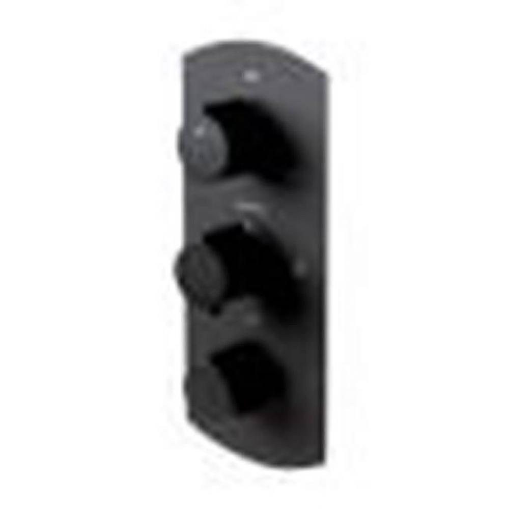 Black Matte 3-Way Thermostatic Valve Shower Mixer Round Knobs