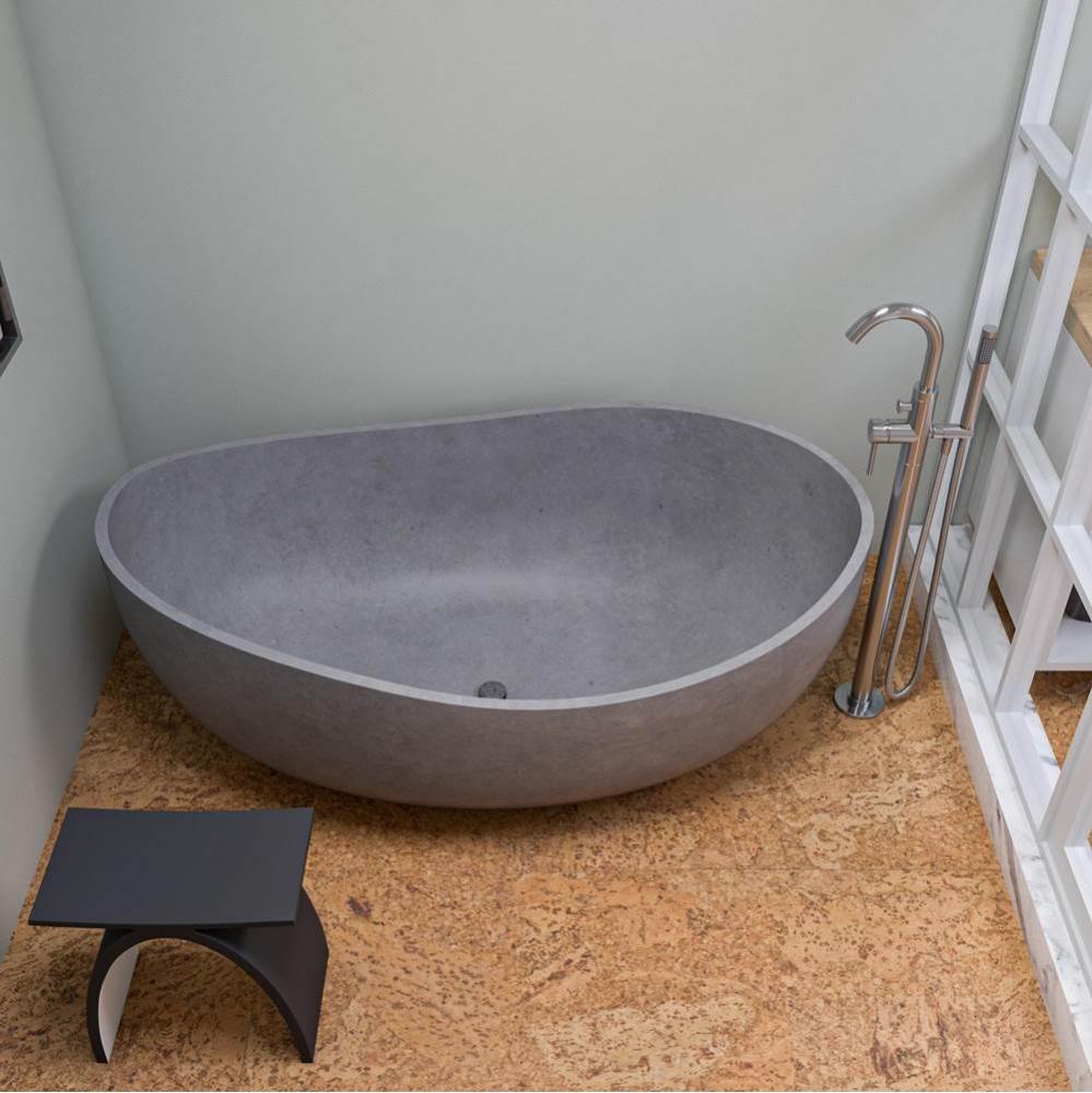 63'' Solid Concrete Gray Matte Oval Bathtub