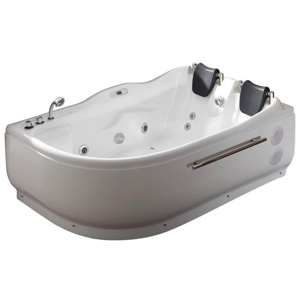 EAGO 1 6 ft Right Drain Corner Acrylic White Whirlpool Bathtub for Two