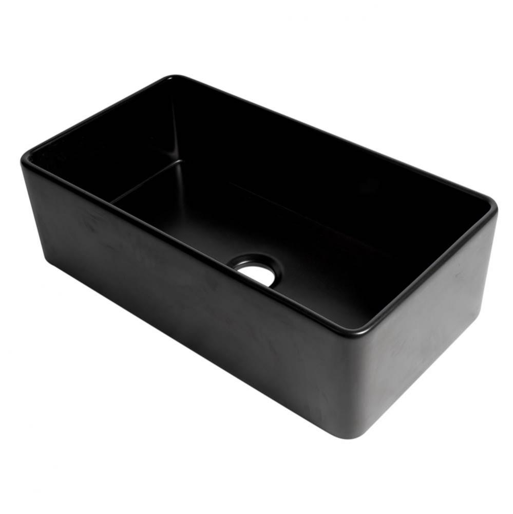 Black Matte Smooth Apron 33'' x 18'' Single Bowl Fireclay Farm Sink