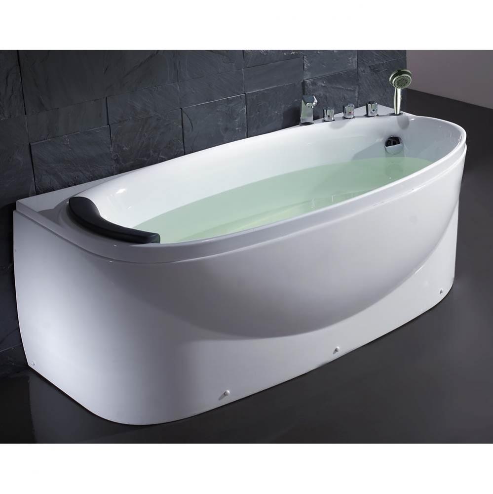 EAGO LK1104-R White Right Drain Acrylic 6'' Soaking Tub with Fixtures