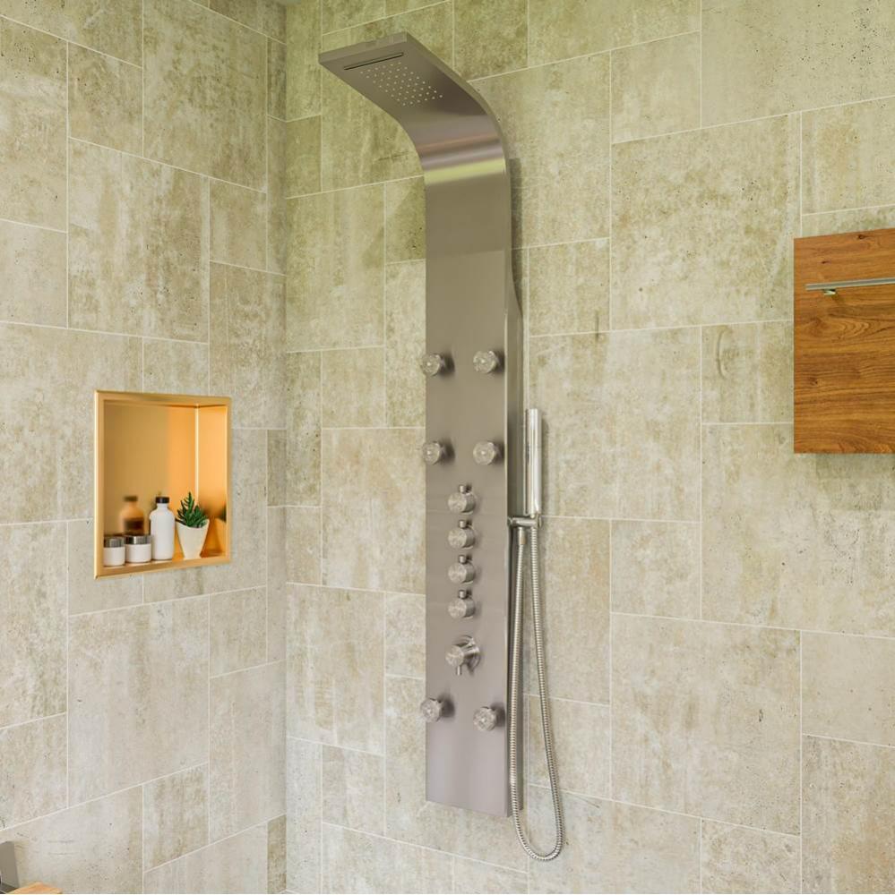 Stainless Steel Shower Panel with 6 Body Sprays